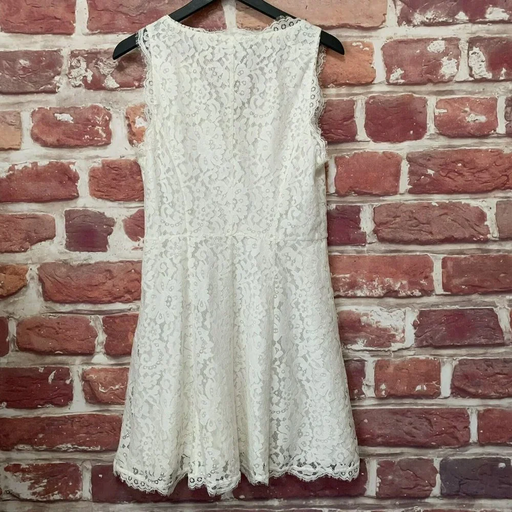 Joie Dress Women’s Large White Floral Lace Eyelash Trim Sleeveless Sundress - Picture 2 of 8